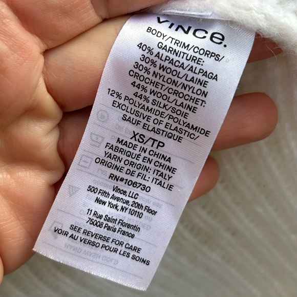 Vince Cream mock alpaca wool turtleneck with crochet, size xs - Picture 10 of 11